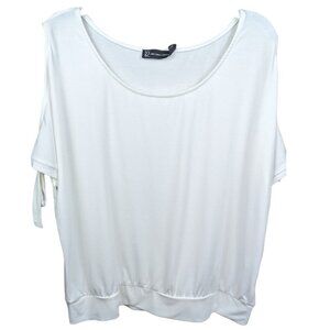 New York & Co Blouse Short-Sleeve Cold Shoulder Tie Knot Women's XXL Shirt